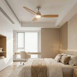 Ventilador de techo Louise níquel cepillado y madera natural Ø142 cm con aspas 100% de madera maciza