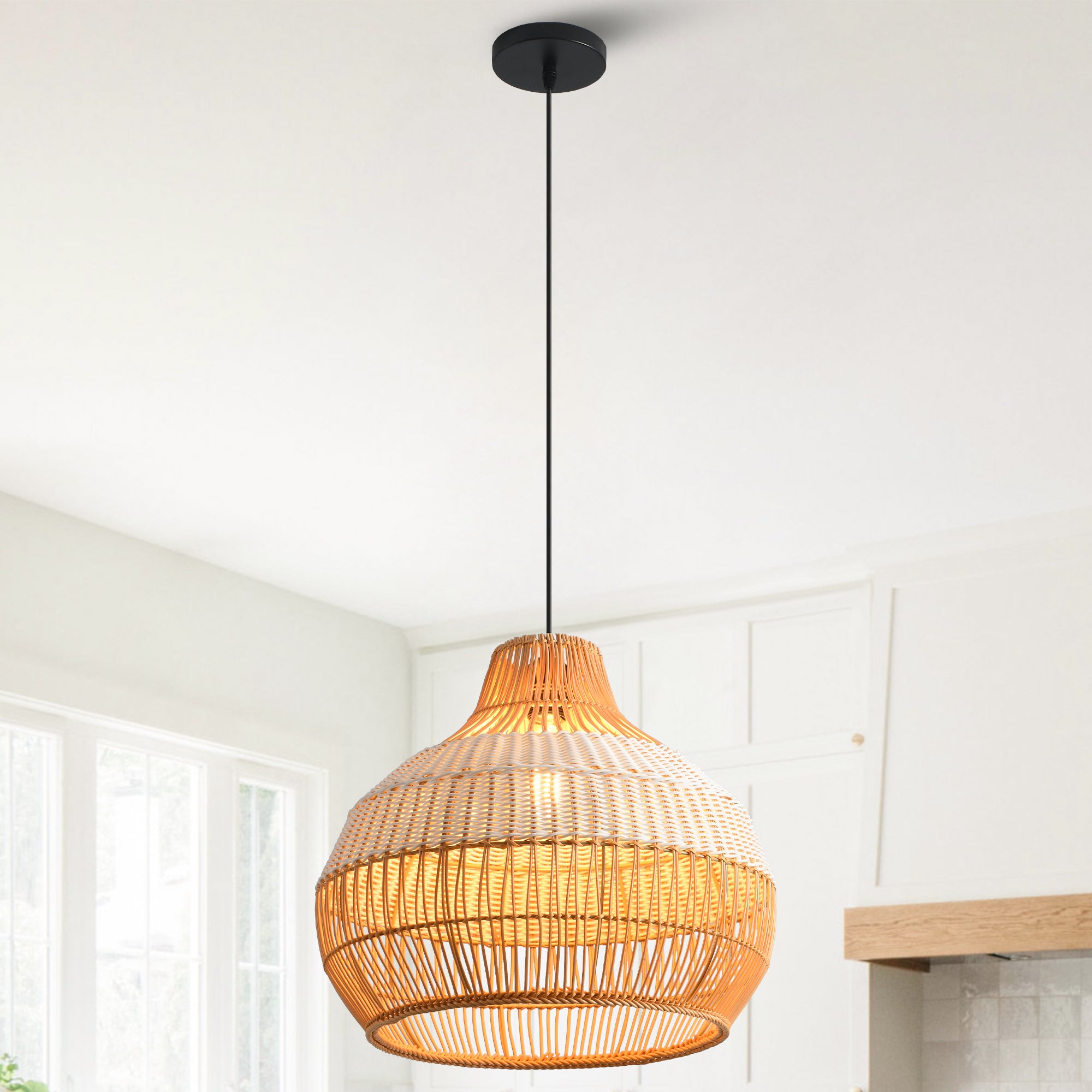 Lámpara colgante minimalista de ratán Ø43 cm