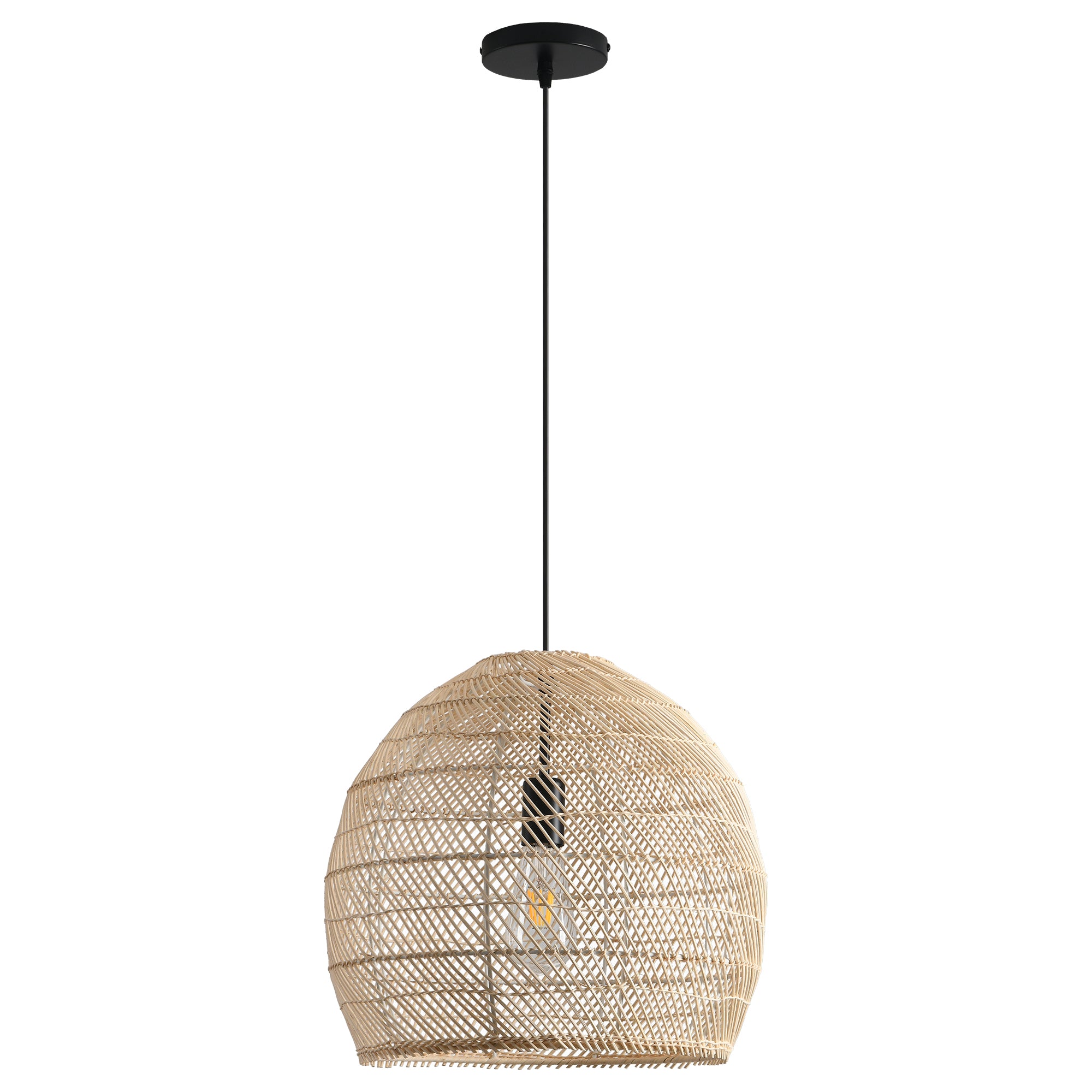 Lámpara colgante de ratán de tejido minimalista terroso Ø40cm