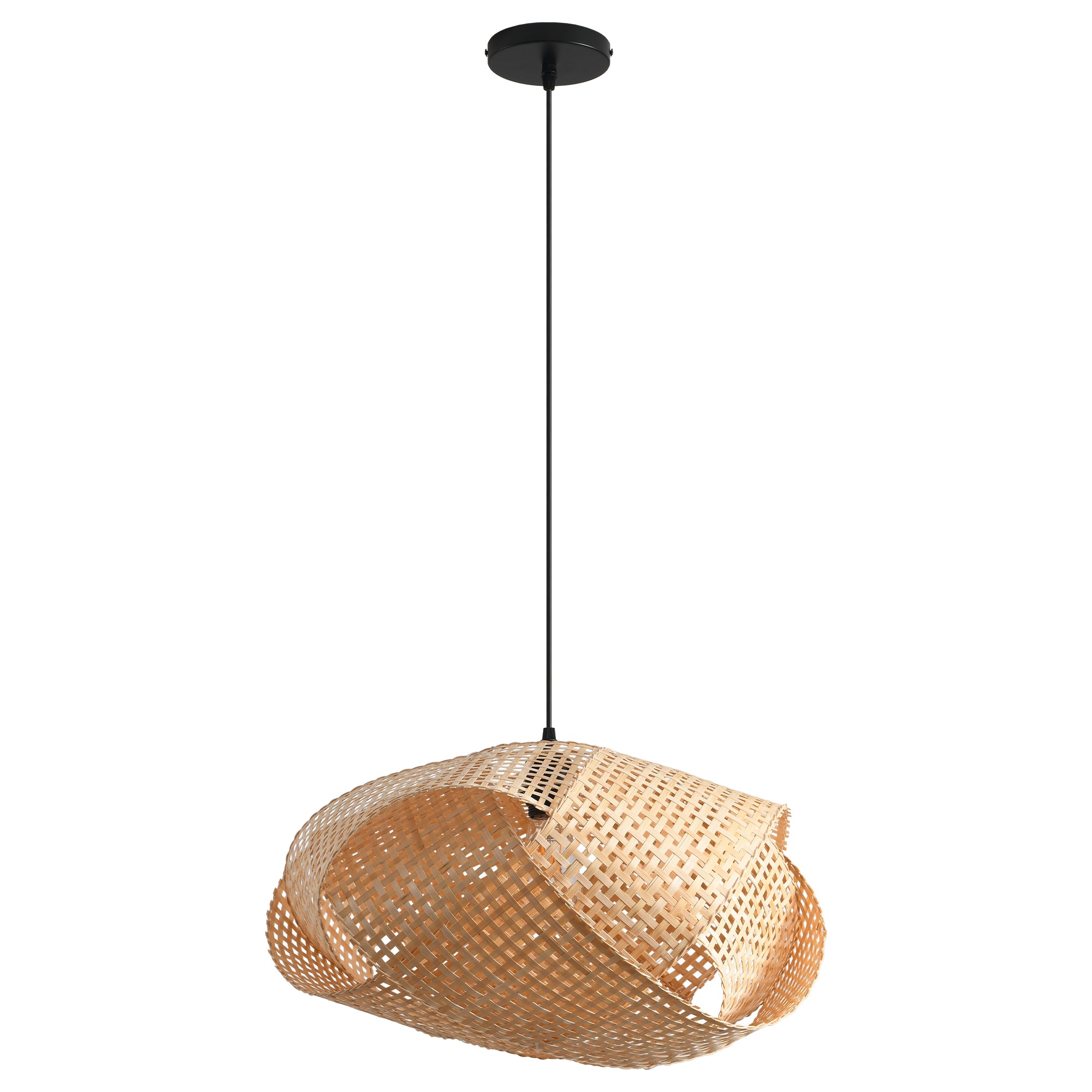 Lámpara colgante de bambú Wave Wabi-Sabi terrosa Ø50 cm