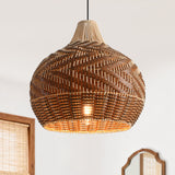 Lámpara colgante de ratán bohemio en forma de lágrima Ø48 cm