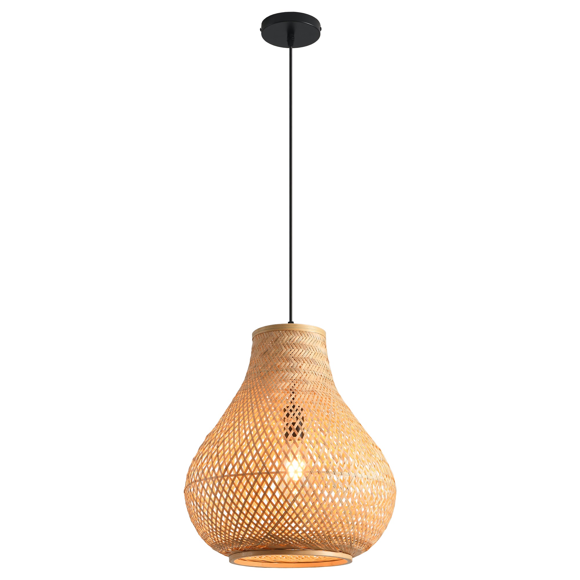 Lámpara colgante nórdica minimalista de bambú en forma de lágrima Ø38 cm