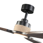 Ventilador de techo Louise negro mate Ø142 cm con luz LED y aspas de madera maciza 100%