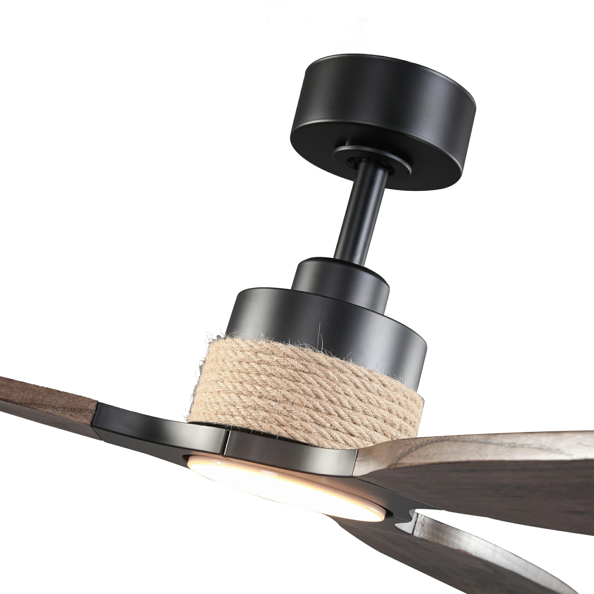 Ventilador de techo Louise negro mate Ø142 cm con luz LED y aspas de madera maciza 100%