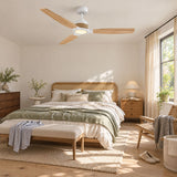 Ventilador de techo Louise blanco y madera natural Ø142 cm con aspas 100% de madera maciza