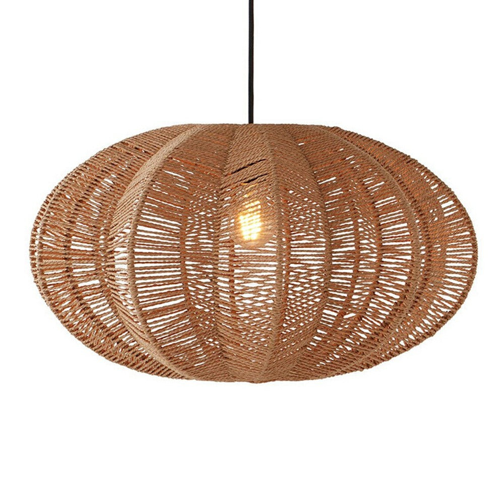 Lámpara colgante de cuerda trenzada wabi-sabi, candelabro colgante japonés tejido