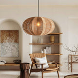 Lámpara colgante de cuerda trenzada wabi-sabi, candelabro colgante japonés tejido