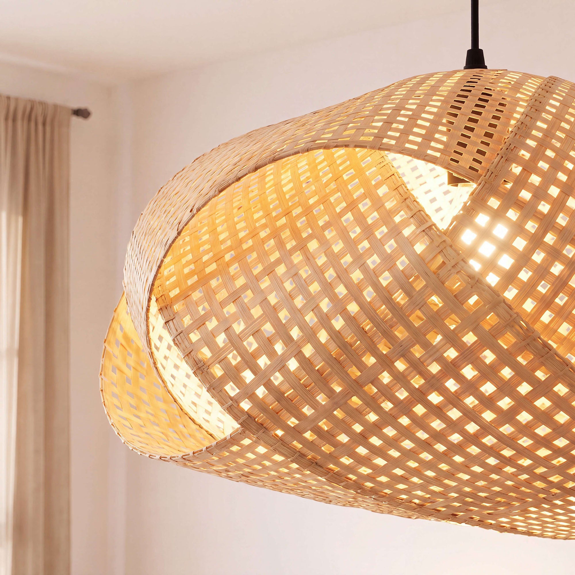 Earthy Wabi-Sabi Wave Bamboo Pendant Light Ø50cm