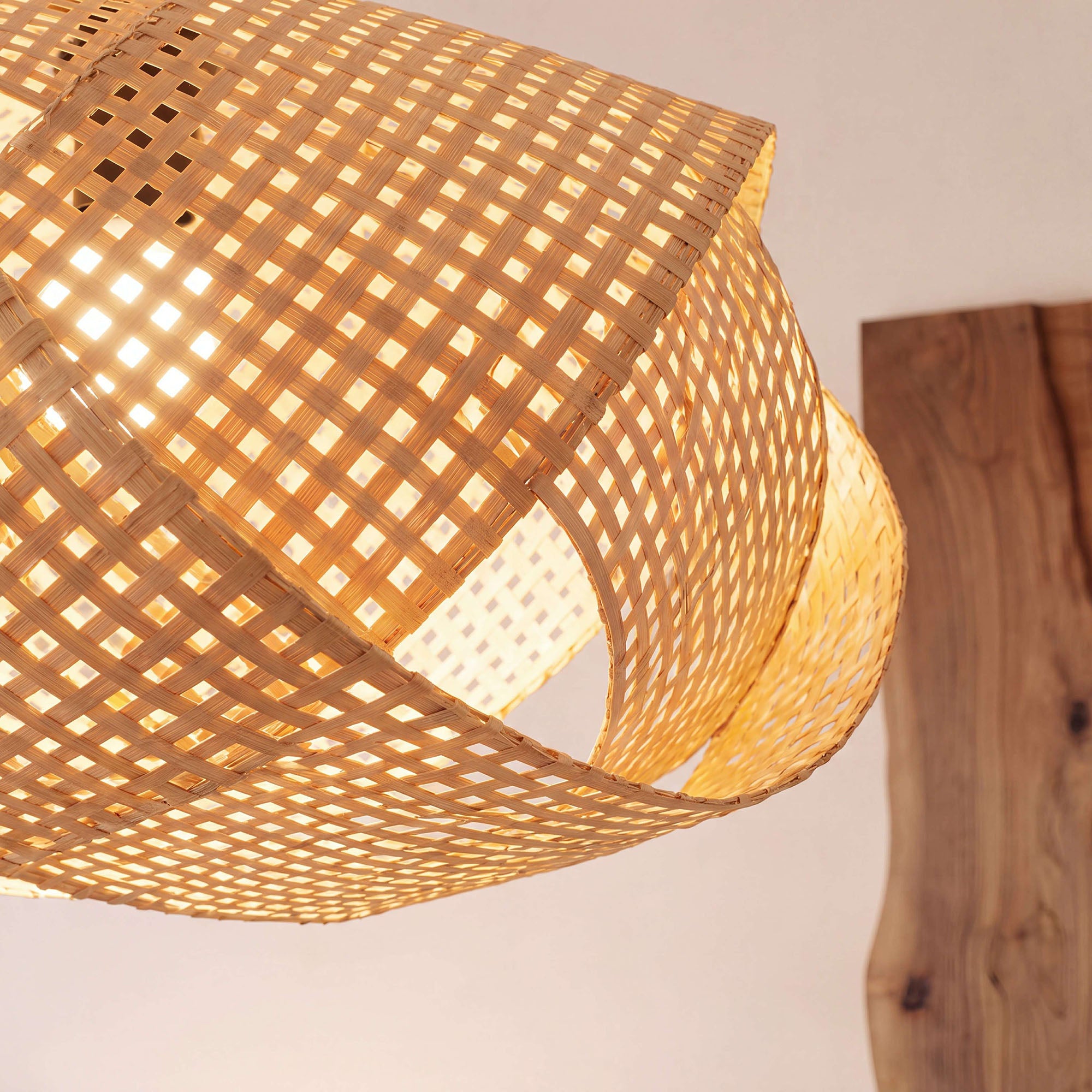 Earthy Wabi-Sabi Wave Bamboo Pendant Light Ø50cm